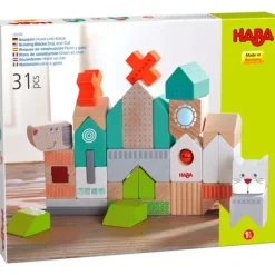 Blocs De Construction En Bois Chien Et Chat