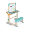 Bureau Modulo Space - 2 En 1 Pupitre En Bois A Tableau - Ardoise Double Face - Magnetique/Craie - 60 Accessoires