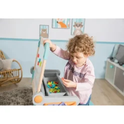 Bureau Modulo Space - 2 En 1 Pupitre En Bois A Tableau - Ardoise Double Face - Magnetique/Craie - 60 Accessoires
