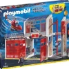 9462 - Caserne De Pompiers Et Helicoptere Playmobil City Action
