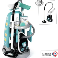 Chariot De Ménage + Aspirateur Electronique - 9 Accessoires