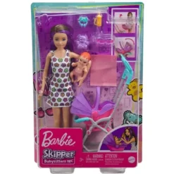 Coffret Poupee Barbie Skipper Baby-Sitter Poussette