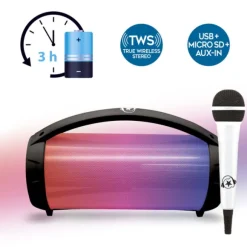 Enceinte Bluetooth Lumineuse Noir 50 Watts Avec Micro