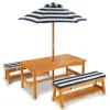 Ensemble Table Et Bancs Avec Parasol