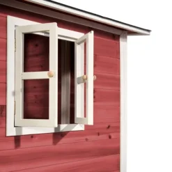 Maison En Bois Loft 500 Rouge Avec Toboggan Et Bac A Sable