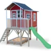 Maison En Bois Loft 550 Rouge Avec Bac A Sable Et Toboggan