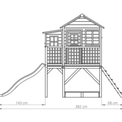 Maison En Bois Loft 550 Rouge Avec Bac A Sable Et Toboggan