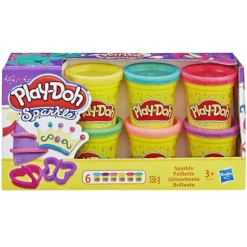 Pate A Modeler A Paillettes - Pack De 6 Pots Play Doh