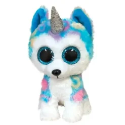 Peluche Chien Husky Licorne - 15Cm