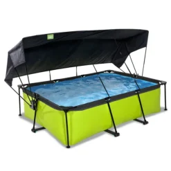 Piscine Lime 220 X 150 X 65 Avec Pompe Filtrante Et Voile D'Ombrage