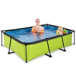 Piscine Rectangulaire Lime 220 X 150 X 65 Avec Pompe Filtrante