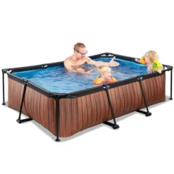 Piscine Rectangulaire Wood 220 X 150 X 65 Avec Pompe Filtrante