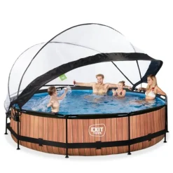 Piscine Wood 360 X 76 Avec Pompe Filtrante Et Dome