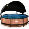 Piscine Wood 300 X 76 Avec Pompe Filtrante Et Voile D'Ombrage