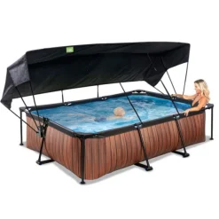 Piscine Wood 300 X 200 X 65 Avec Pompe Filtrante Et Voile D'Ombrage