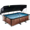 Piscine Wood 220 X 150 X 65 Avec Pompe Filtrante Et Voile D'Ombrage