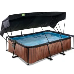 Piscine Wood 220 X 150 X 65 Avec Pompe Filtrante Et Voile D'Ombrage