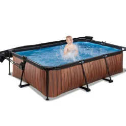 Piscine Wood 220 X 150 X 65 Avec Pompe Filtrante Et Voile D'Ombrage