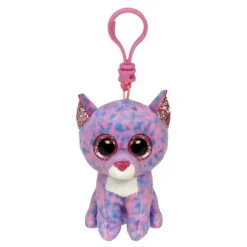 Porte-clés Chat Rose Et Bleu En Peluche