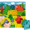 Puzzle En Bois Cache-Cache Dinosaures 6 Pieces
