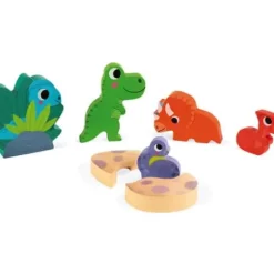Puzzle En Bois Cache-Cache Dinosaures 6 Pieces