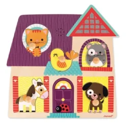 Puzzle Musical En Bois 5 Pieces Animaux