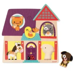 Puzzle Musical En Bois 5 Pieces Animaux