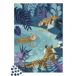 Puzzle 1000 Pieces - Tigres Au Clair De Lune