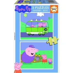 2 Puzzles En Bois De 9 Pieces Peppa Pig