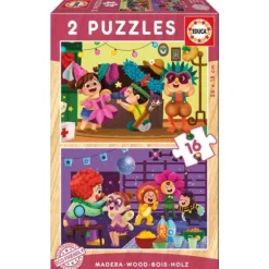 2 Puzzles En Bois 16 Pieces Carnaval