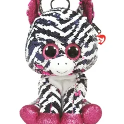 Sac A Dos Peluche Sequins Zoey Le Zebre 30 Cm