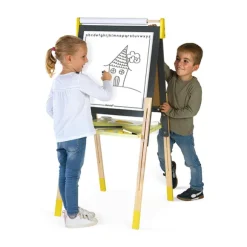 Tableau Reglable En Bois Ardoise Et Magnetique - Jaune