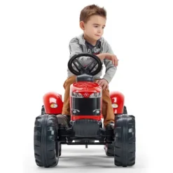 Tracteur A Pedales Massey Ferguson Rouge Avec Remorque