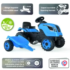Tracteur Farmer Xl Bleu + Remorque
